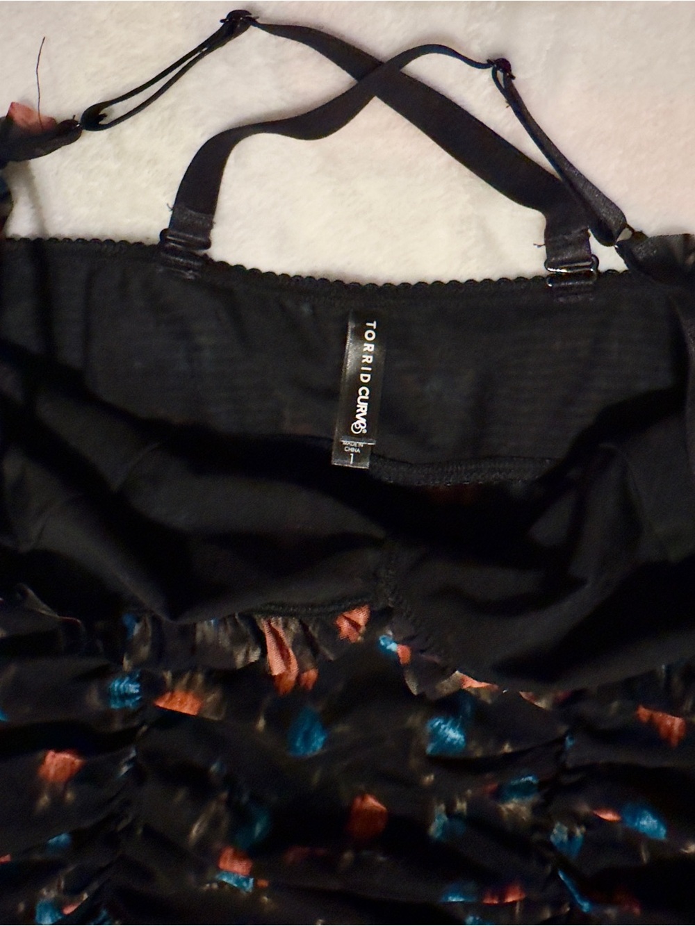 Torrid Size 1 Floral Ruched Mesh Ruffle Chemise- Women Intimates & Sleepwear - Picture 3 of 4